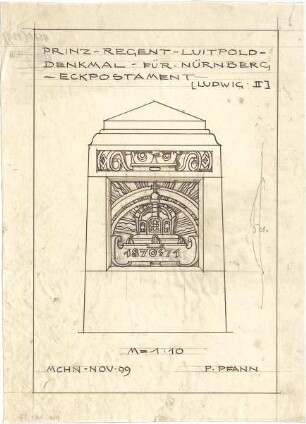Pfann, Paul; Nürnberg; Prinzregent-Luitpold-Denkmal - Eckpostament - Ludwig II. (Ansicht)