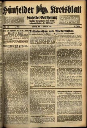 Erste Ausgabe vom Samstag, den 07. November 1931.