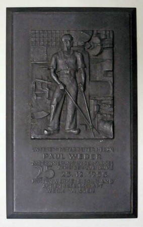 Plakette zum 25jährigen Jubiläum für Paul Weber (25.12.1955)