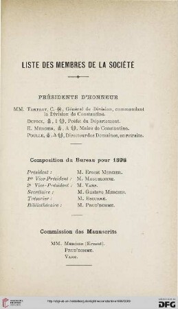 Liste des membres de la Société