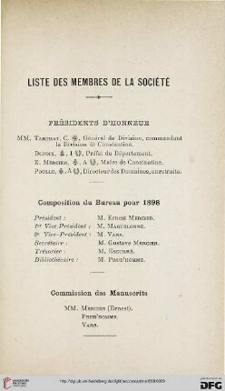 Liste des membres de la Société