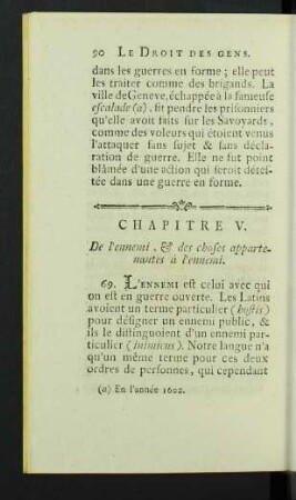 Chapitre V. De l'ennemi, & des choses appartenantes à l'ennemi.