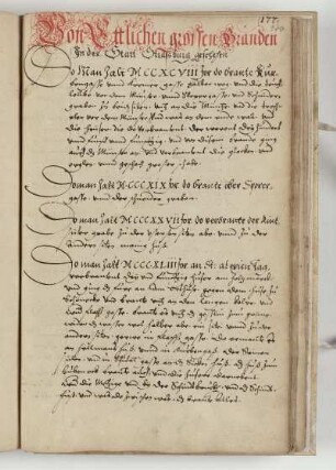 Von ettlichen groisen branden (1298-1711)