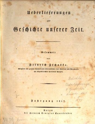 Überlieferungen zur Geschichte unserer Zeit. 1. 1817