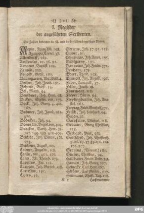 I. Register der angeführten Scribenten.