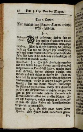 Das 5. Capitel. Von den hitzigen Magen-Darm- und Gekröß-Fiebern.