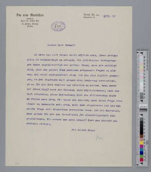 Brief an Richard Dehmel
