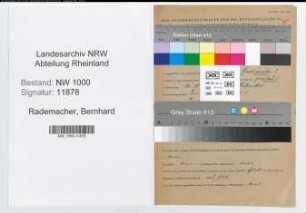 Entnazifizierung Bernhard Rademacher, geb. 16.10.1896 (Polsterer)