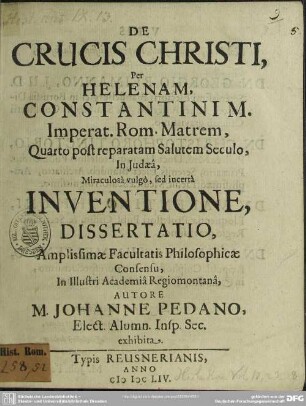 De crucis Christi per Helenam inventione dissertatio