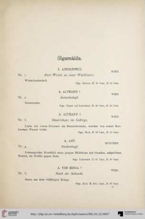Ölgemälde (Nr. 1-177)