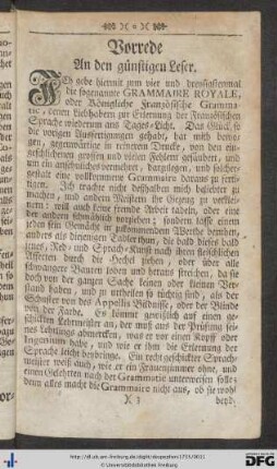 Vorrede an den günstigen Leser.