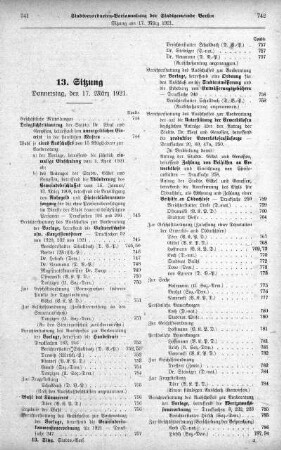 Sitzung 13, 17. März 1921