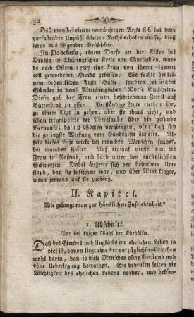 II. Kapitel. Wie gelangt man zur häuslichen Zufriedenheit?