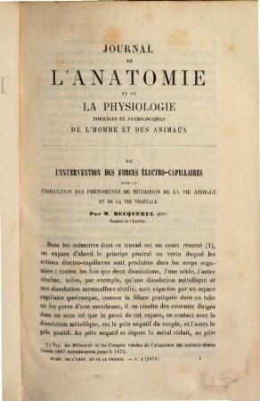 Journal de l'anatomie et de la physiologie normales et pathologiques de l'homme et des animaux, 10. 1874