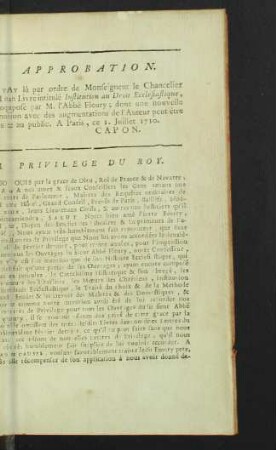 Approbation. Privilege du roy.