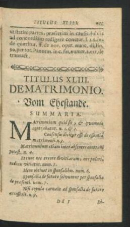 Titulus XLIII. De Matrimonio.