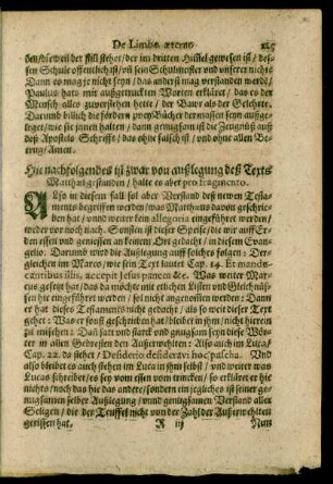 Hie nachfolgendes ist zwar von außlegung des Texts Matthaei gestanden/ halte es aber pro fragmento.