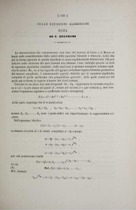 Sulle equazioni algebriche.