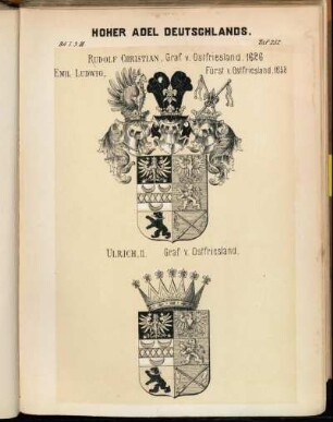 Taf. 252. Rudolf Christian, Graf v. Ostfriesland. 1626 Emil Ludwig, Fürst v. Ostfriesland, 1658 - Ulrich, II. Graf v. Ostfriesland.