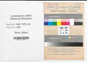 Entnazifizierung Albert Stork , geb. 05.09.1893 (Beamter)