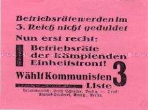 Klebezettel der KPD zur Reichstagswahl 1933
