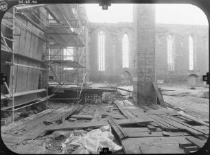 Magdeburg-Altstadt, Johannisbergstraße. Ruine der Kirche St. Johannis. Teilansicht