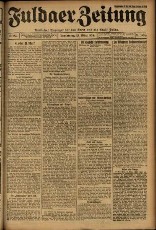 Erste Ausgabe vom Donnerstag, den 13. März 1924.