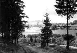 Suhl, Denkmal für die Gefallenen des 1. Weltkrieges : Suhl. Blick vom Friedberg zum Denkmal für die Gefallenen des 1. Weltkrieges