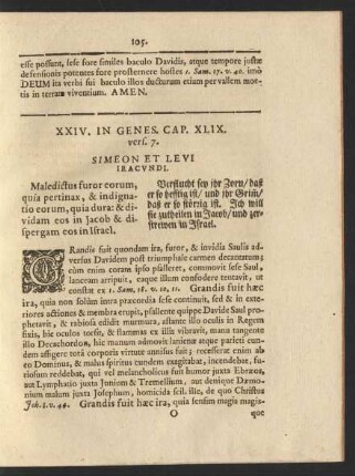 XXIV. In Genes. Cap. XLIX. vers. 7. Simeon Et Levi Iracvndi.