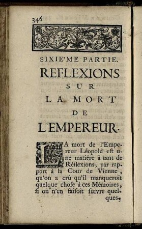 Sixie'me Partie. Reflexions Sur La Mort De L'Empereur.
