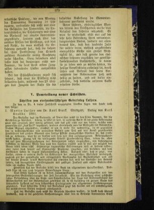 Beurteilung neuer Schriften : Schriften zum vierhundertjährigen Geburtstag Luthers