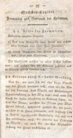 Sechstes Kapitel. Formation und Gebrauch der Kolonnen.