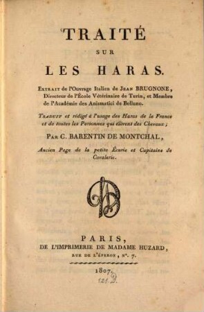 Traité sur les haras