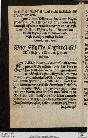 Das Fünffte Capittel