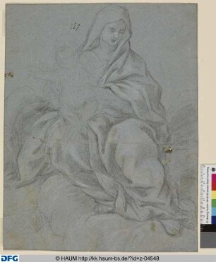Auf Wolken sitzende Maria mit dem Kind
