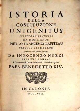 Istoria della Costituzione Unigenitus