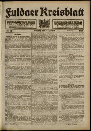 Ausgabe vom Dienstag, den 19. Februar 1918.
