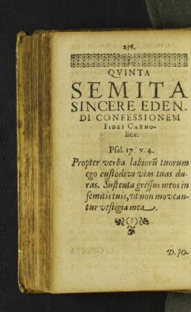 Qvinta Semita Sincere Edendi Confessionem Fidei Catholicae.