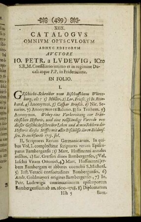 XIIX. Catalogus Omnium Opusculorum ...