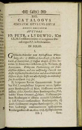 XIIX. Catalogus Omnium Opusculorum ...