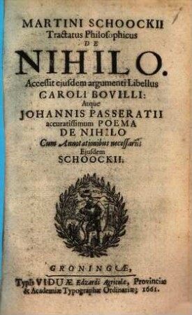 Martini Schoockii Tractatus Philosophicus De Nihilo