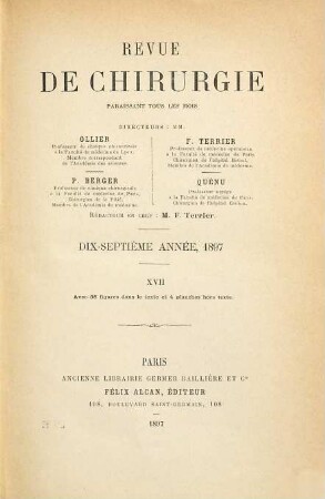 Revue de chirurgie. 17,a. 1897
