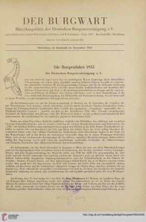 Dezember 1955: Die Burgenfahrt 1955 der Deutschen Burgenvereinigung e.V.