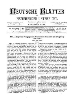 Die Anfänge des Pädagog. Universitäts-Seminars zu Königsberg 1809-1815 : (Schluß)