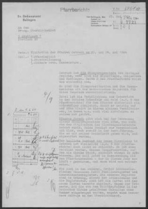 Ostrach mit Diaspora: Visitationsbericht mit Pfarrbericht 1964