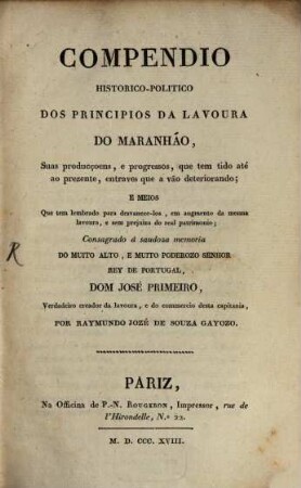 Compendio historico-politico dos principios da lavoura do Maranhão