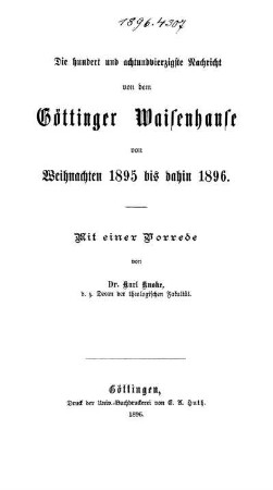 148: Nachricht von dem Göttinger Waisenhause