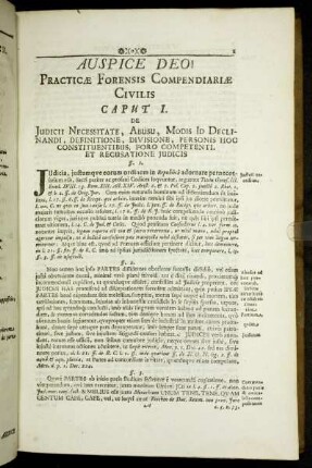 Caput I. De Judicii Necessitate, Abusu, Modis Id Declinandi, Definitione, Divisione, Personis Hoc Constituentibus, Foro Competenti, Et Recusatione Judicis