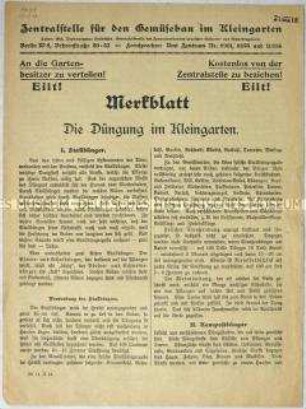 Merkblatt für Kleingärtner zur Düngung
