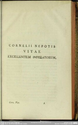 Cornelii Nepotis Vitae Excellentium Imperatorum